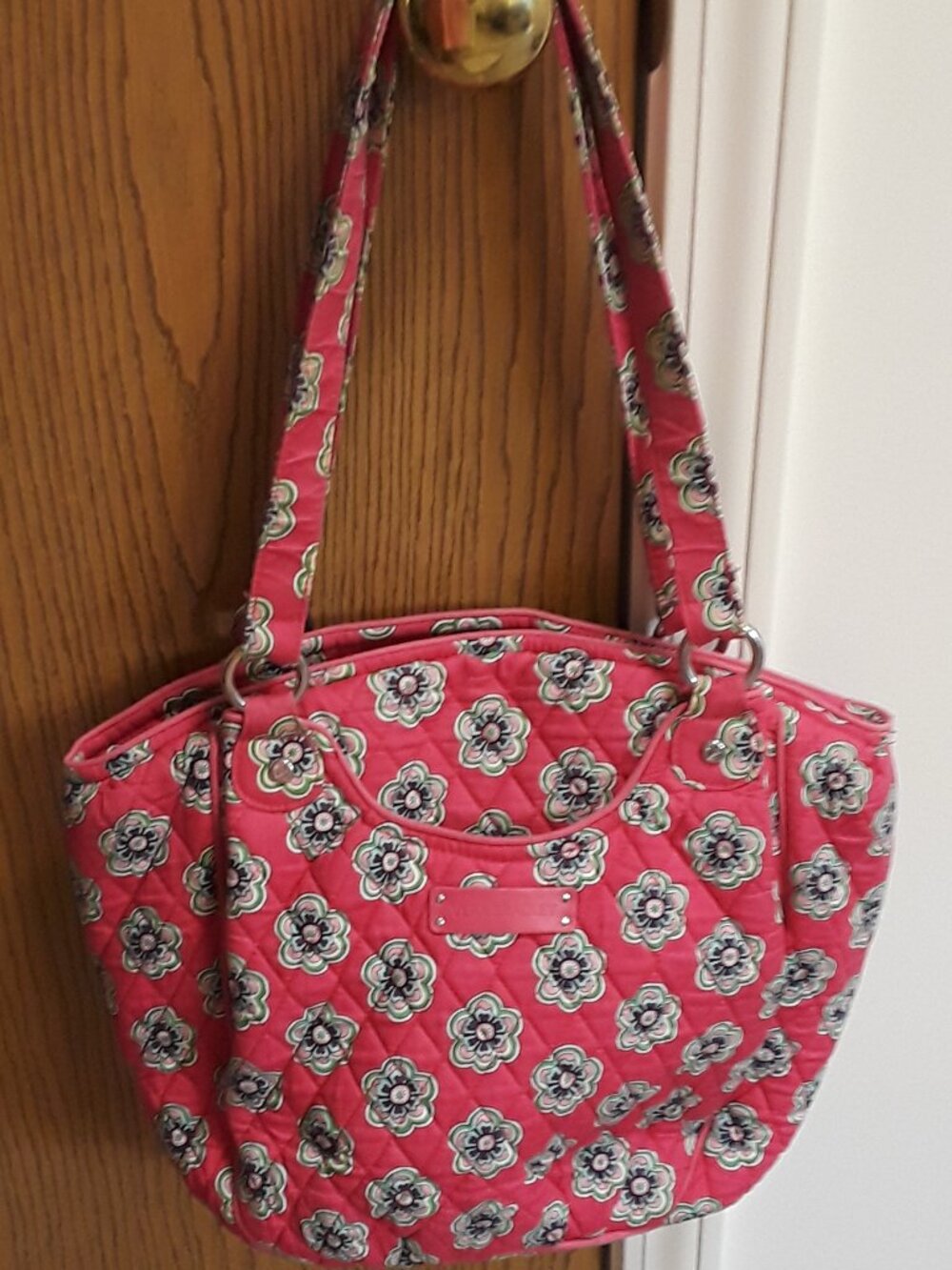 Vera Bradley Quilted Cotton Glenna Shoulder Purse Bag Pink Swirl Flowers-Retired